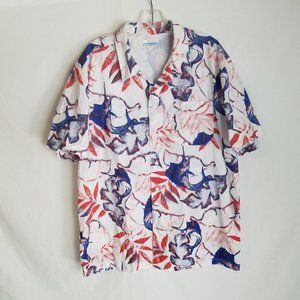 Columbia PFG Marlin Floral Print Vented Short Sleeve Fishing Shirt Mens Large